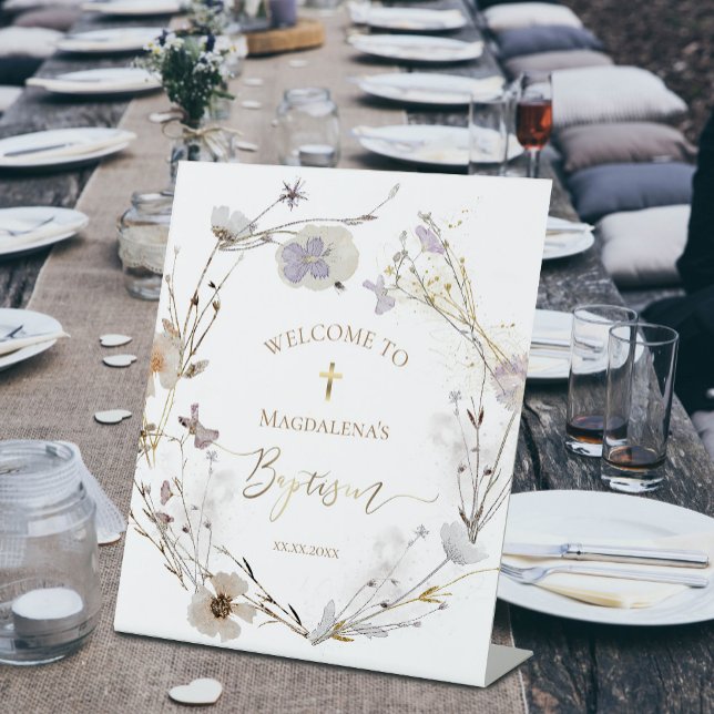 Table Baptême catholique fleur sauvage signe de bienvenu (Créateur téléchargé)