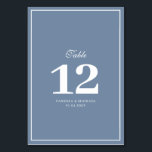 Table blanc cadre bleu poussiéreux mariage numéro de tab<br><div class="desc">design de cadre blanc avec numéro de table de mariage noir bleu poussiéreux.</div>