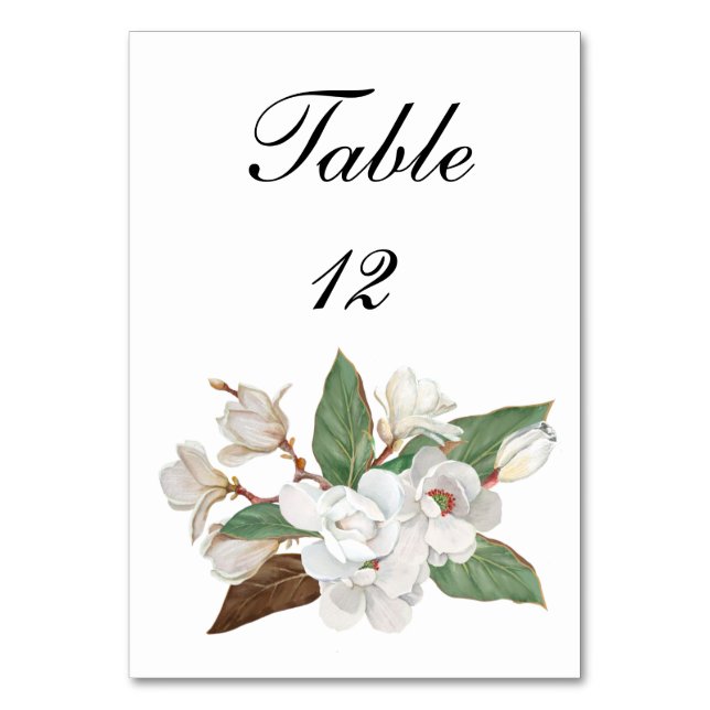 Table Blanc Magnolia Floral Élégant Mariage Numéro de ta (Par défaut)