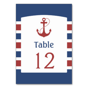 Table Bleu avec Ancre rouge Numéro de tableau