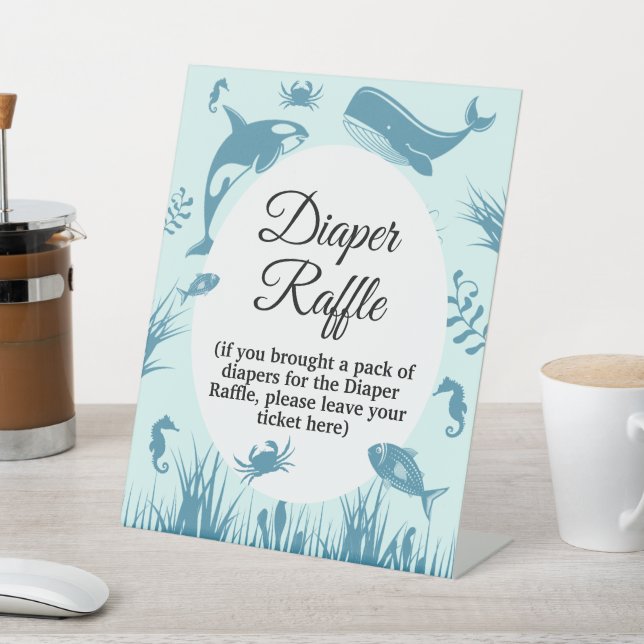 Table Bleu sous le Baby shower de la mer Déchets Signe R (In SItu)