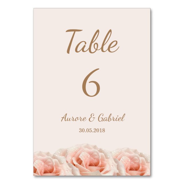 Table Blush Peach Mariage Rose fleuri Numéro de tableau (Par défaut)