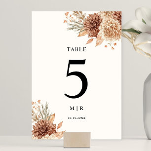 Table Boho Terracotta moderne Floral Mariage Numéro de t