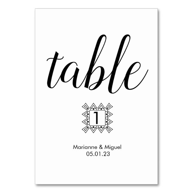 Table Bordure décorative en noir blanc mariage Numéro de (Par défaut)