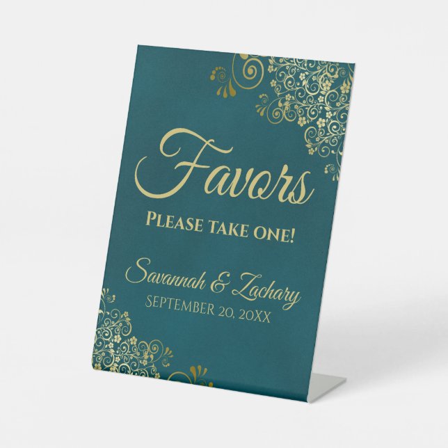 Table Cadeaux Prenez-en un Signe de mariage sarcelle fon (Recto)