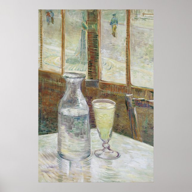 Table café avec affiche d'absinthe (Devant)