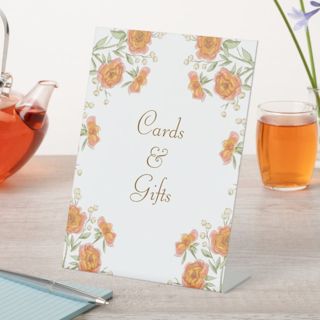 Table Cartes de mariage cadeau signe rose orange (In SItu)