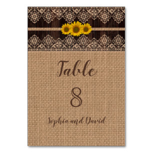 Table Chic Rustic Lace Burlap Mariage de bois Numéro de