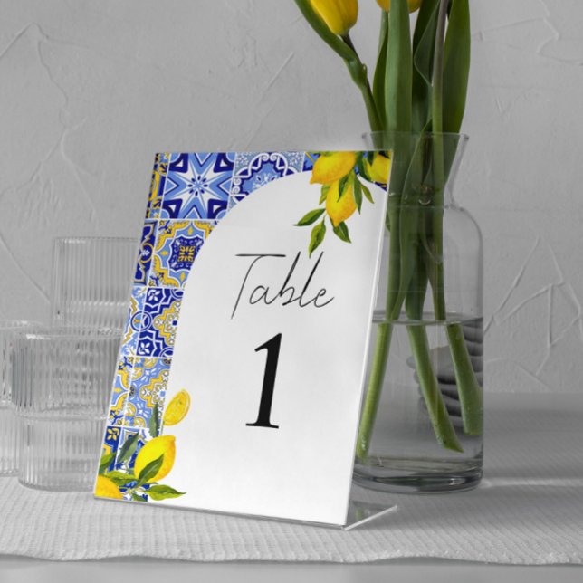Table Citron Méditerranée Boho Arch Mariage Numéro de ta (Créateur téléchargé)