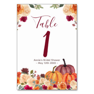Table Citrouille orange brûlé Floral moderne Numéro de t