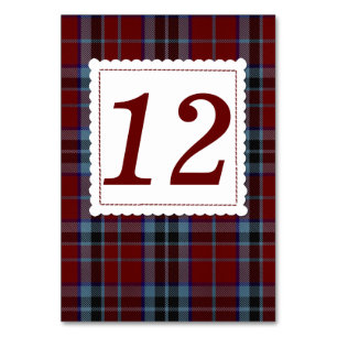 Table Clan élégant MacTavish Plaid Mariage Numéro de tab