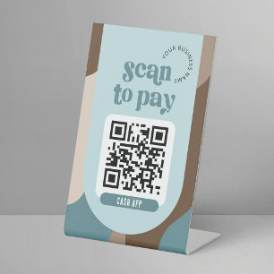 Table Code QR de paiement Signe Rétro Neutre Sarcelle Be