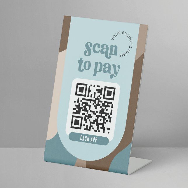 Table Code QR de paiement Signe Rétro Neutre Sarcelle Be (Créateur téléchargé)