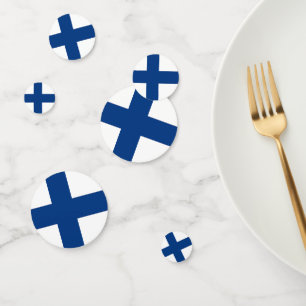 Table confetti avec drapeau de la Finlande