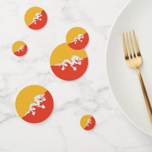 Table confetti avec drapeau du Bhoutan