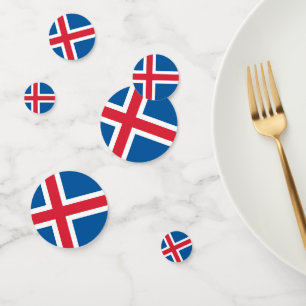 Table confetti avec drapeau islandais