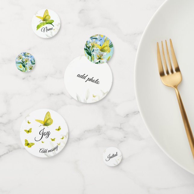 Table Confetti Blanc Lily Papillon jaune (Groupe)