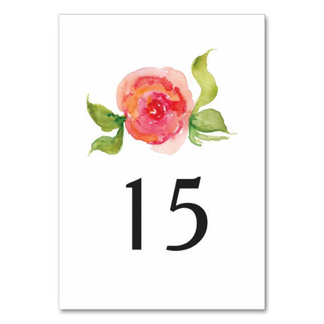 Table corail rose aquarelle fleuri mariage numéro de tab (Par défaut)