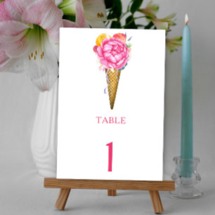 Table crème glacée de fleur d'aquarelle - numéro de tabl