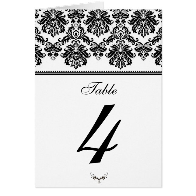 Table Damask Noir et Blanc Numéro de siège (Devant)