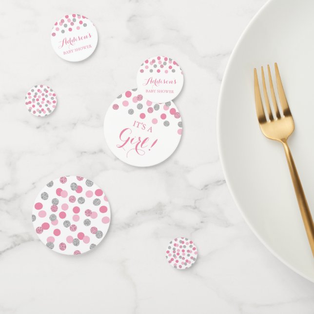 Table de Baby shower rose et argent Confetti (Groupe)