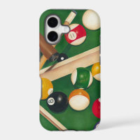 Table de billard réaliste avec boules et craie