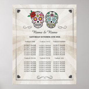 Table de crâne de sucre Mariage Halloween Poster S