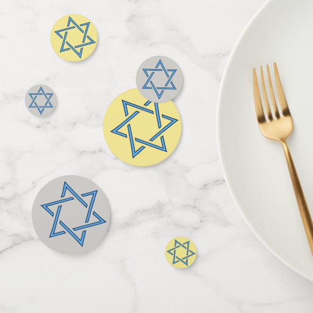 Table de design Blue Jewish Stars Confetti (Groupe)