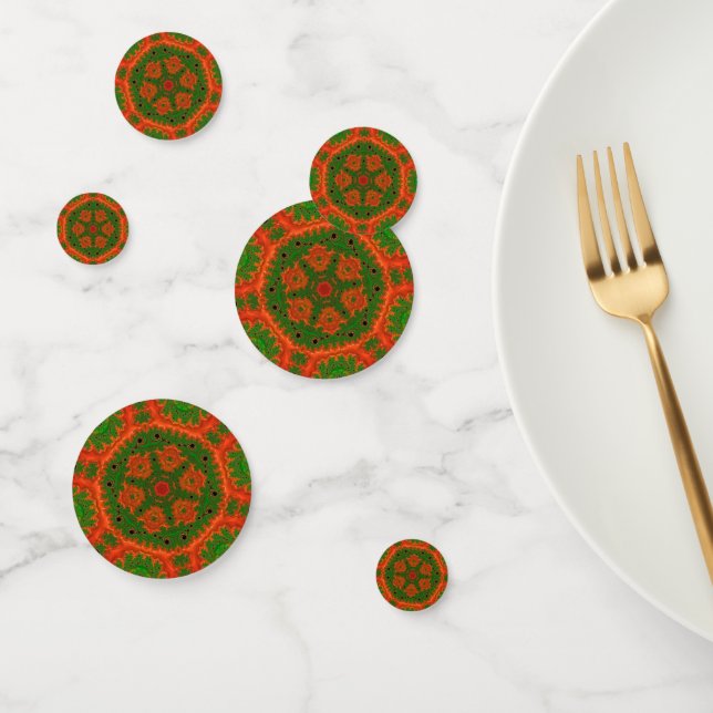 Table de kaléidoscope orange et vert Confetti (Groupe)