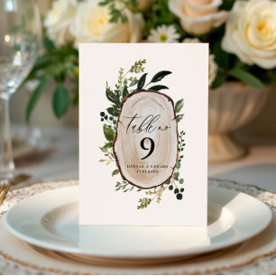 Table de mariage botanique en tranches de bois rus