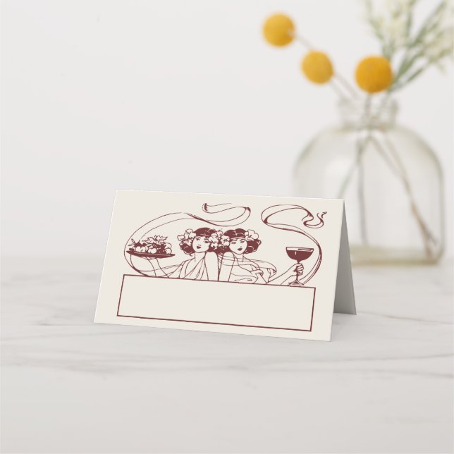 Table de Mariage de cartes de nom Vintage (Devant)