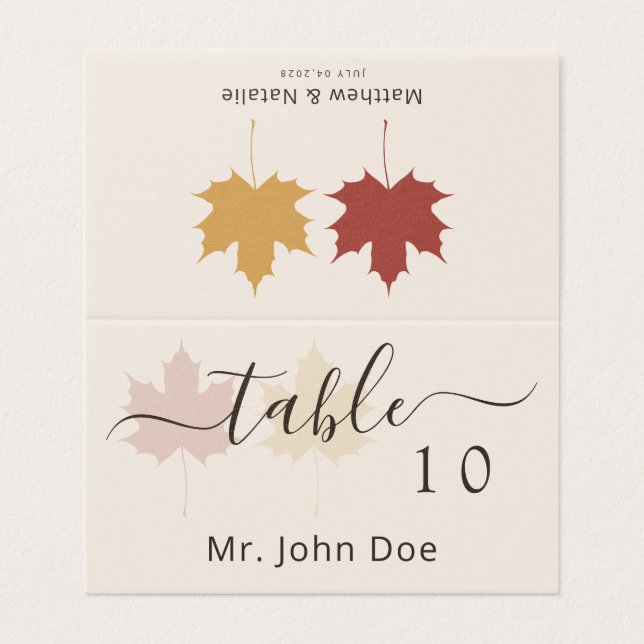 Table de mariage feuille d'érable jaune Bourgogne  (Outside Unfolded)