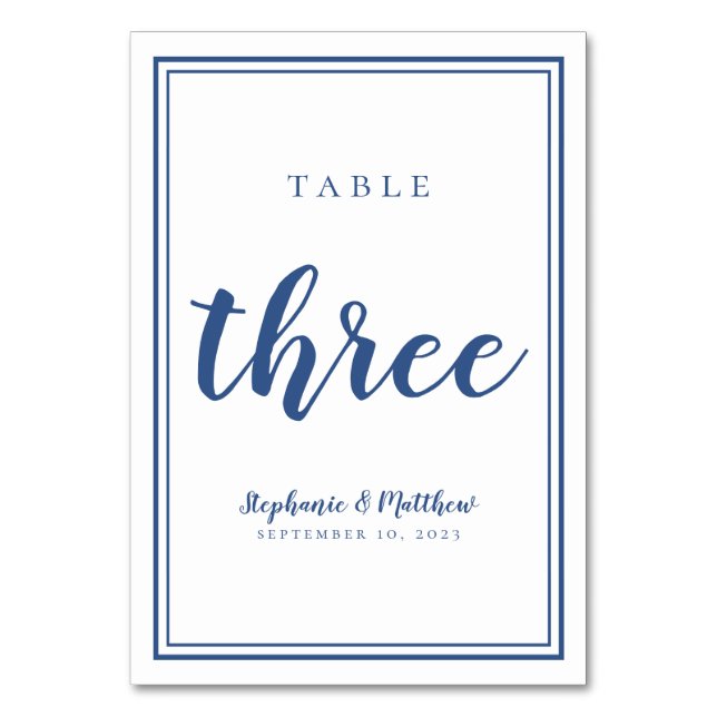 Table de mariage numéro trois Simple bleu et blanc (Par défaut)