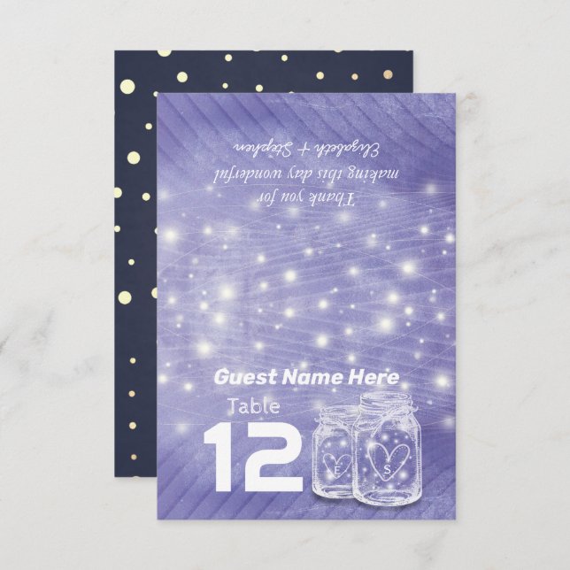 Table de mariage pliée avec numéro de table et car (Devant / Derrière)