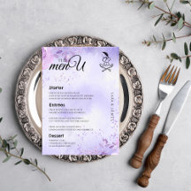 Table de mariage violet élégant Cartes de menu