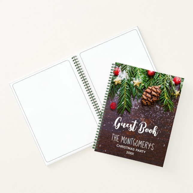 Table de Noël rustique avec Pine & Snow Livre d'in (Intérieur)