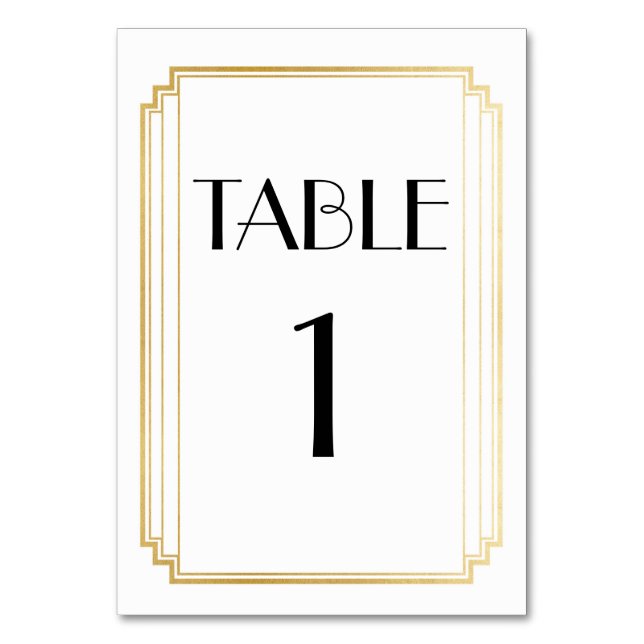 Table de numéro Art Déco or et blanc Mariage (Par défaut)