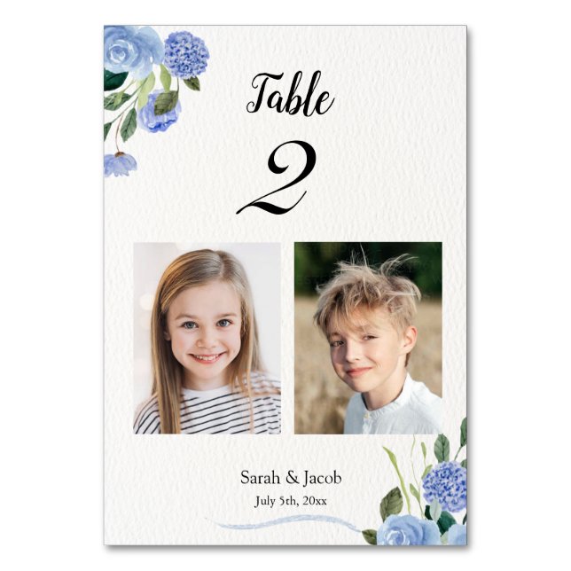 Table de photos d'enfance numéro mariage floral bl (Dos)