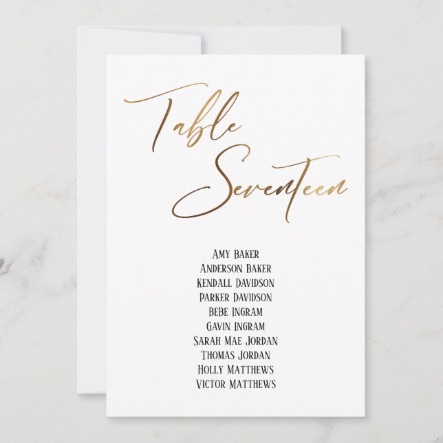 Table d'écriture manuscrite or Dix-sept places (Devant)