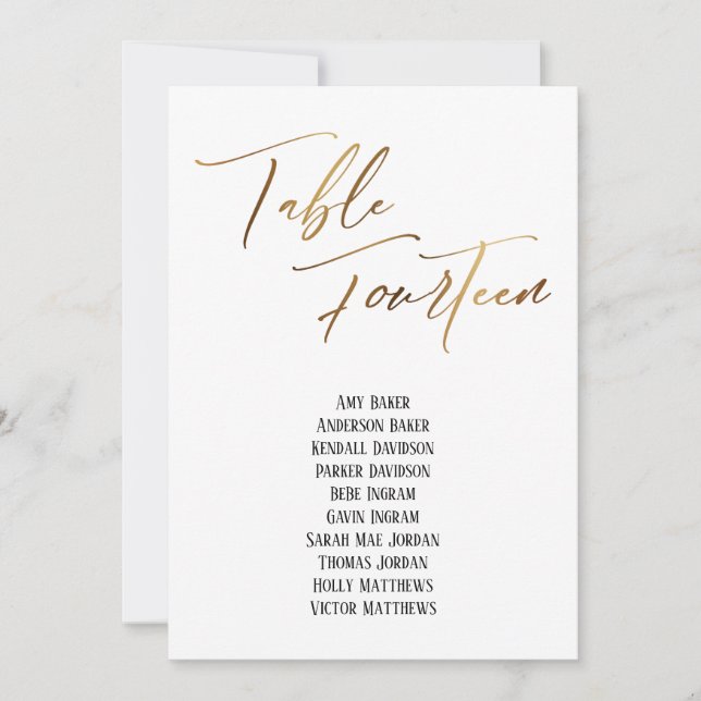 Table d'écriture manuscrite or Quatorze places (Devant)