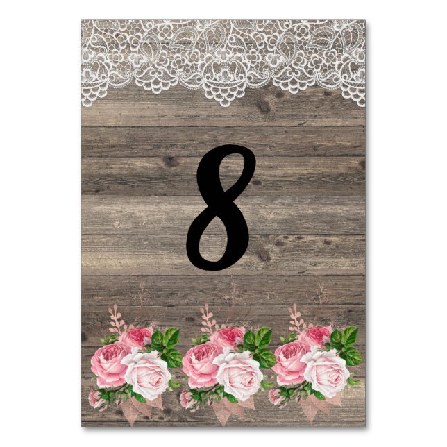 Table Dentelle Rustique rose floral Bouquet NUMÉRO DE TA (Par défaut)