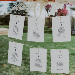 Table des numéros de table avec typographie chic
