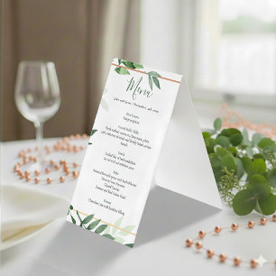 Table du menu de la réception de mariage feuille v