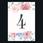 Table Dusty Rose Dusty Blue Floral Mariage Numéro de tab<br><div class="desc">Cartes de numéro de table mariage rose et bleu poussiéreux</div>