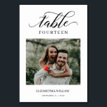 Table Elegance Script Modern Photo Mariage Numéro de tab<br><div class="desc">Design moderne et élégant imprimé Élégance Script Mariage photo moderne Numéro de tableau qui peut être customisé avec votre texte et ajouter chaque carte numéro de tableau à votre panier, un par un. Cliquez sur le bouton "Customiser" et utilisez notre outil de conception pour modifier ce modèle. Découvrez le magasin...</div>