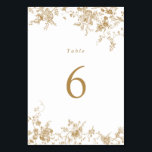 Table Elégant Floral Gold Vintage Wedding Numéro de tabl<br><div class="desc">Elégante Floral Gold Vintage Wedding Table Numéro Carte. Mariage de l'ornement bleu de la Marine florale Numéro de tableau. Carte moderne Mariage Floral Numéro de table.</div>