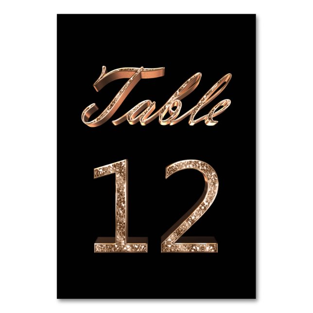 Table Élégant Noir Chic Gold Party Numéro de tableau 12 (Par défaut)