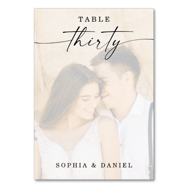 Table Élégant Script Photo Mariage Numéro de tableau 30 (Par défaut)