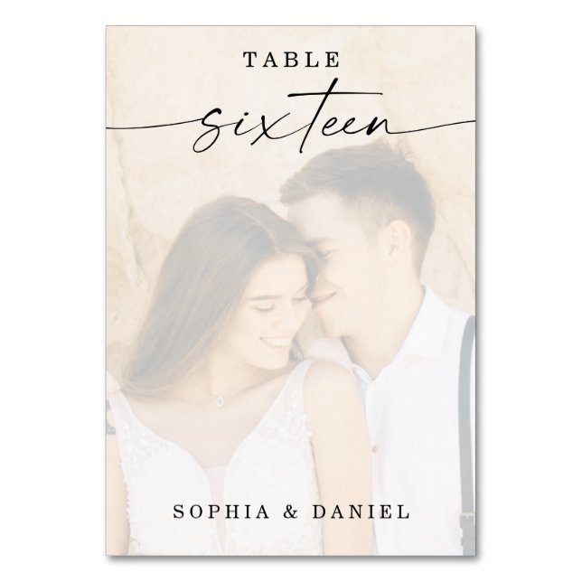 Table Élégant Script Photo Mariage Numéro de tableau Sei (Par défaut)