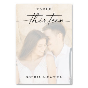 Table Élégant Script Photo Mariage Numéro de tableau Tre